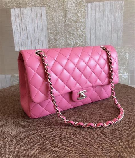 chanel quilted lambskin pink chain bag|Chanel classic flap shoulder bag.